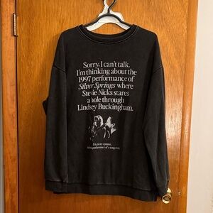 Fleetwood Max Black Graphic Crewneck Sweatshirt with Silver Print